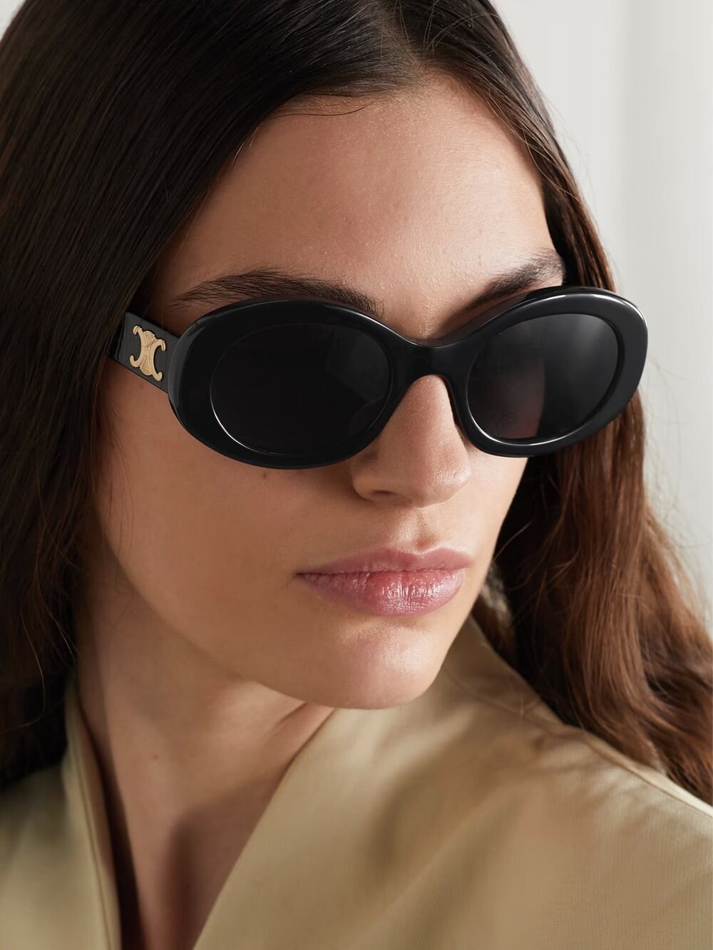 Celine Triomphe 01 Sunglasses Black Oval NWOT